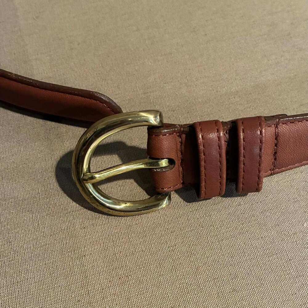 Coach Brown Leather Belt with Gold Buckle - Picture 3 of 5